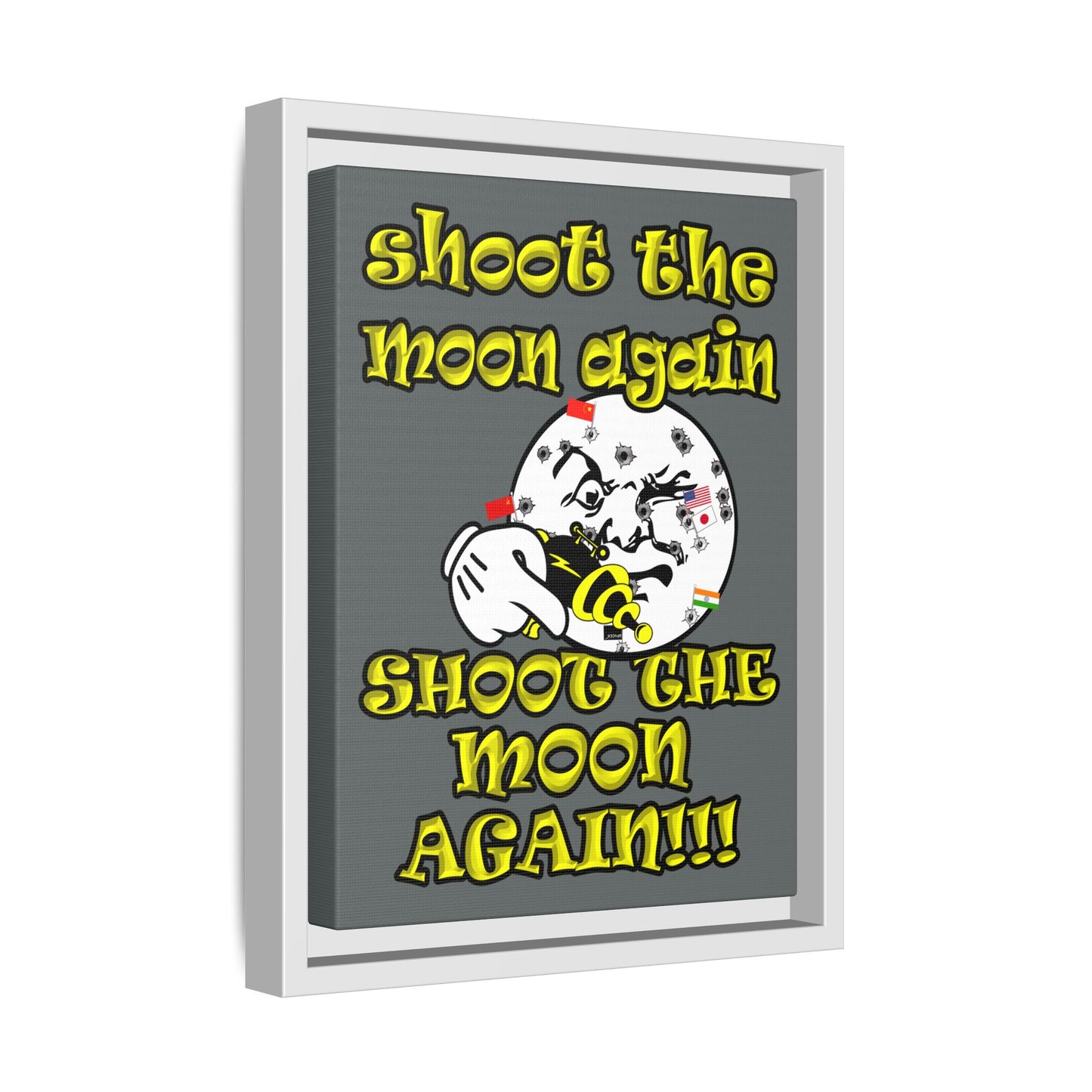 shoot the moon again - framed canvas art (dark grey)