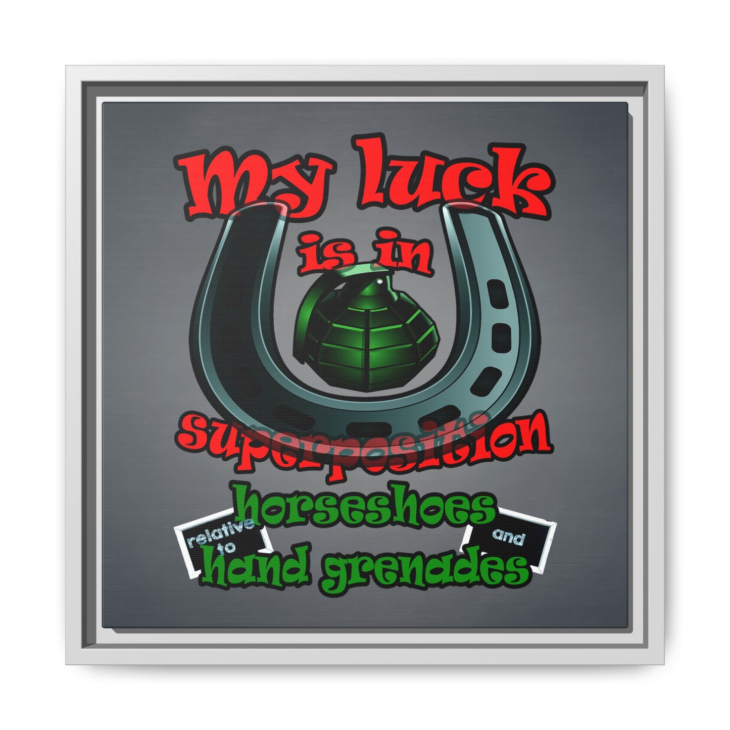 my luck - framed canvas art (grey-light grey)