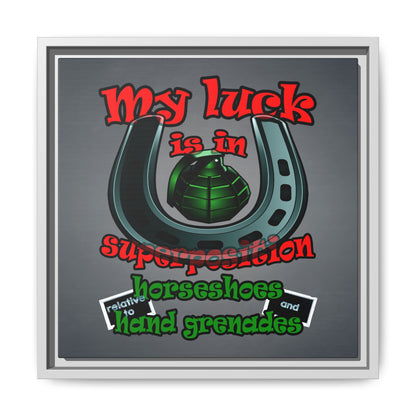 my luck - framed canvas art (grey-light grey)