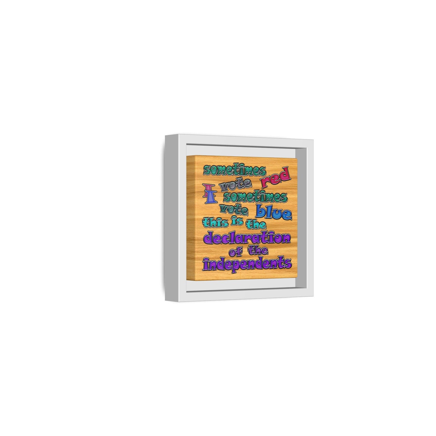 declaration of the independents - framed canvas art (butterscotch wood finish)