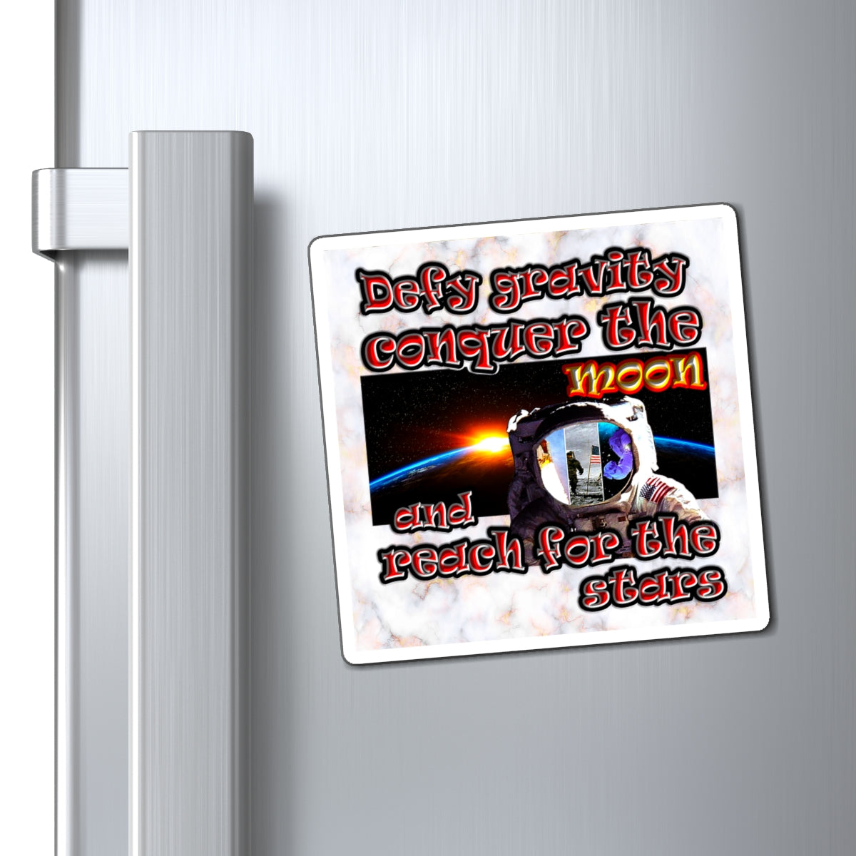 defy conquer reach - Magnets - (white marble)