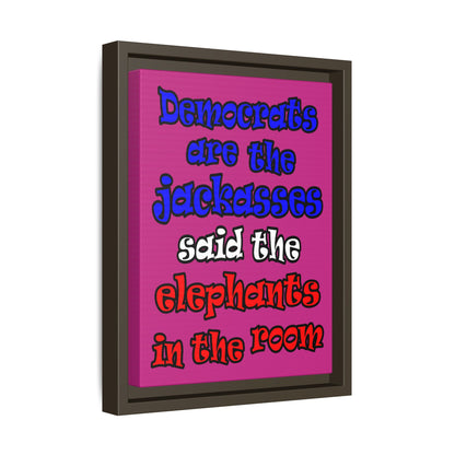 donkeys and elephants - framed canvas art (pink)
