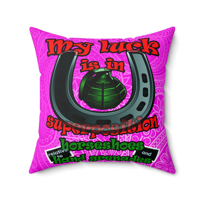 my luck - Faux Suede Square Pillow - (pink swirl)
