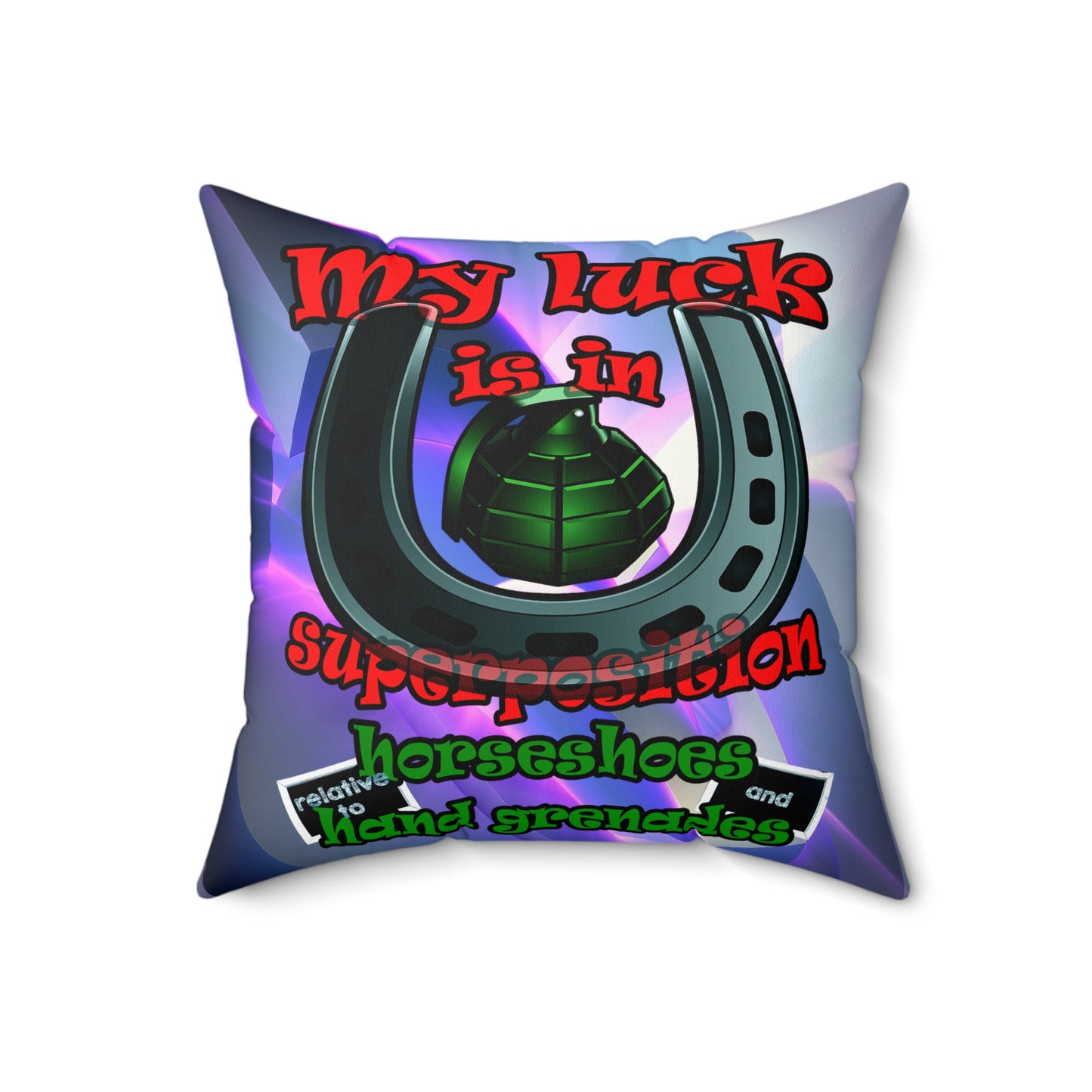 my luck - Spun Polyester Square Pillow - (grey-pink wave)