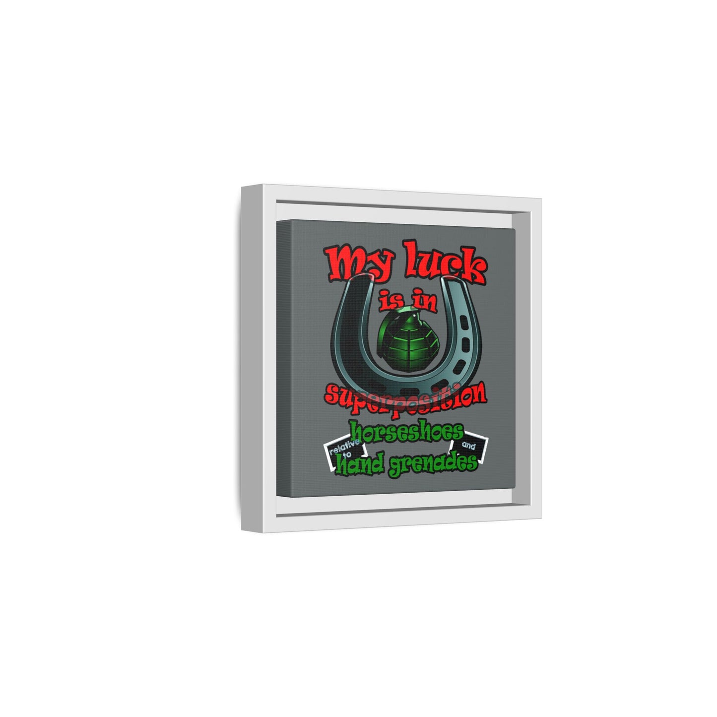 my luck - framed canvas art (dark grey)