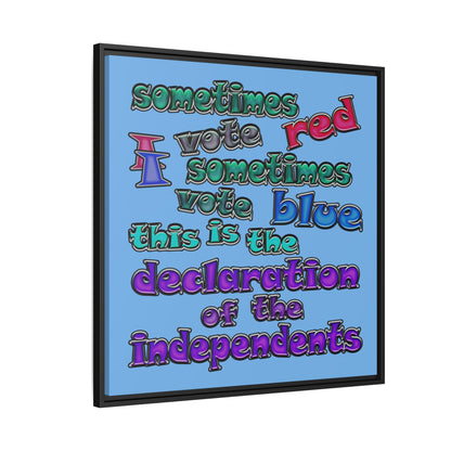 declaration of the independents - framed canvas art (light blue)