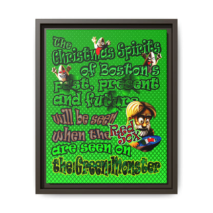 christmas spirits of boston - framed canvas art (logo green)