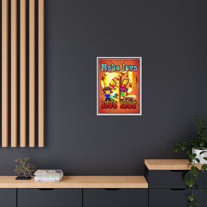 love peace - framed canvas art (burnt orange)