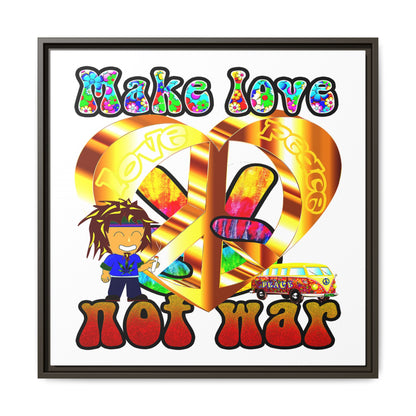 love peace - framed canvas art (white)