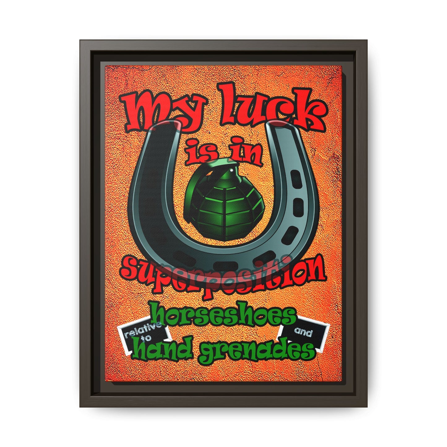 my luck - framed canvas art (burnt orange)