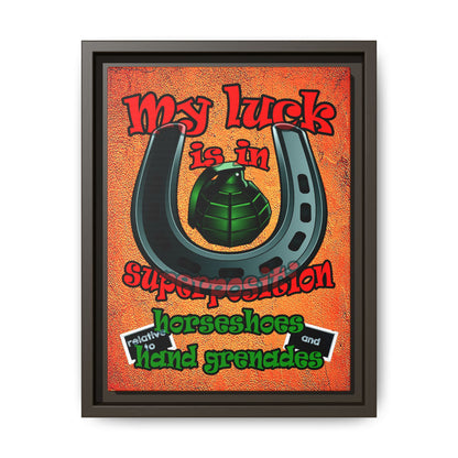 my luck - framed canvas art (burnt orange)