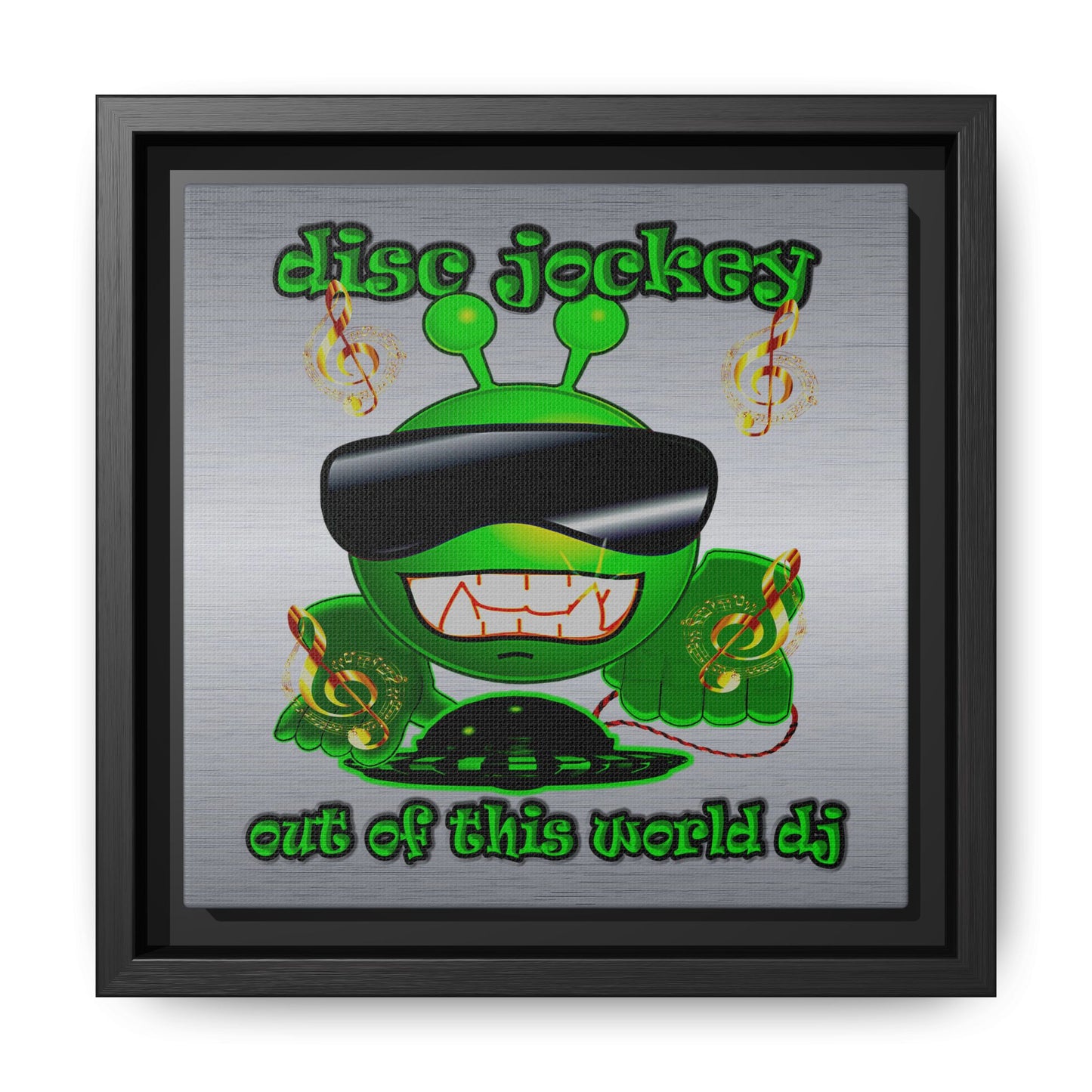disc jockey - framed canvas art (brushed nickel)