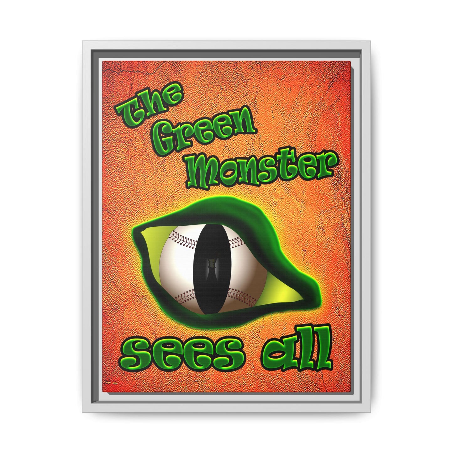 green monster - framed canvas art (burnt orange)