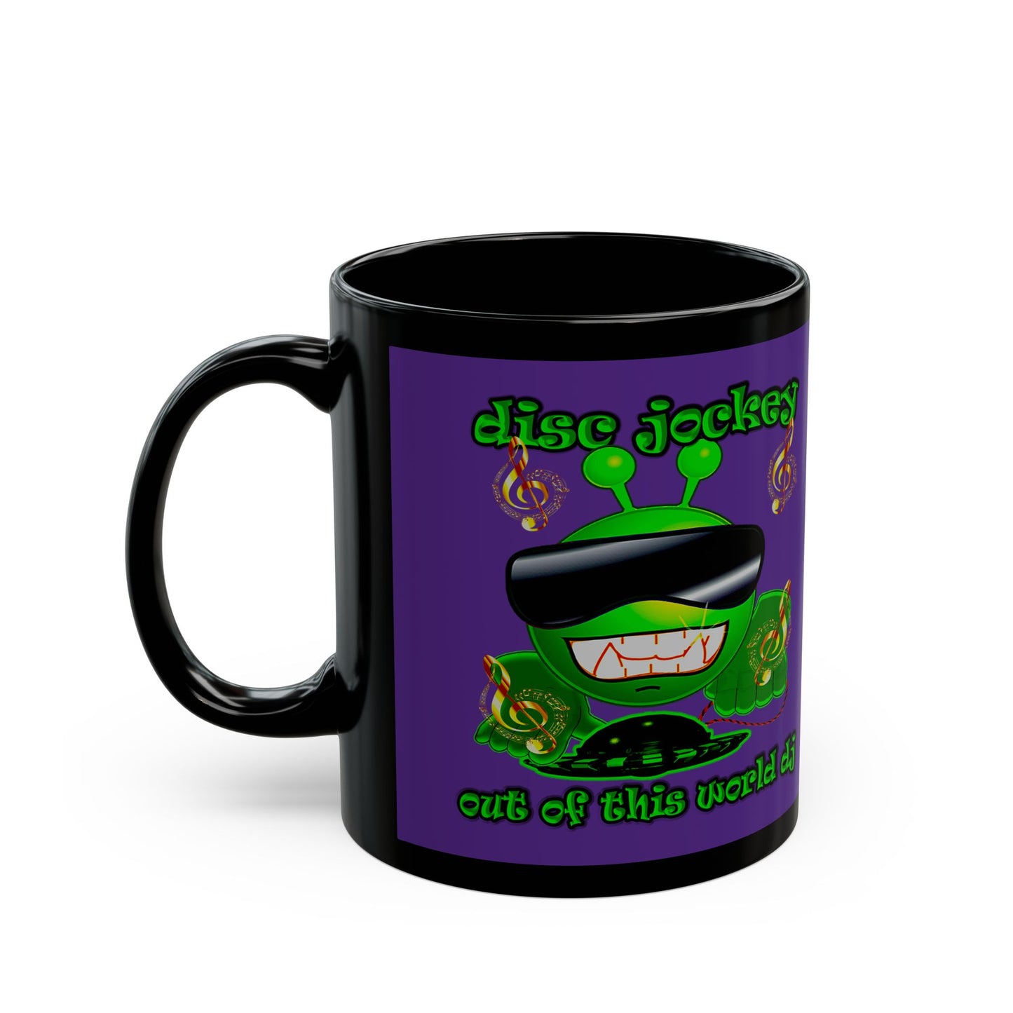 disc jockey - Black Mug (purple)