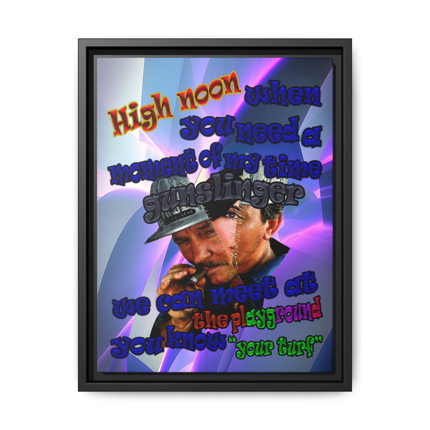 high noon - framed canvas art (grey-pink wave)