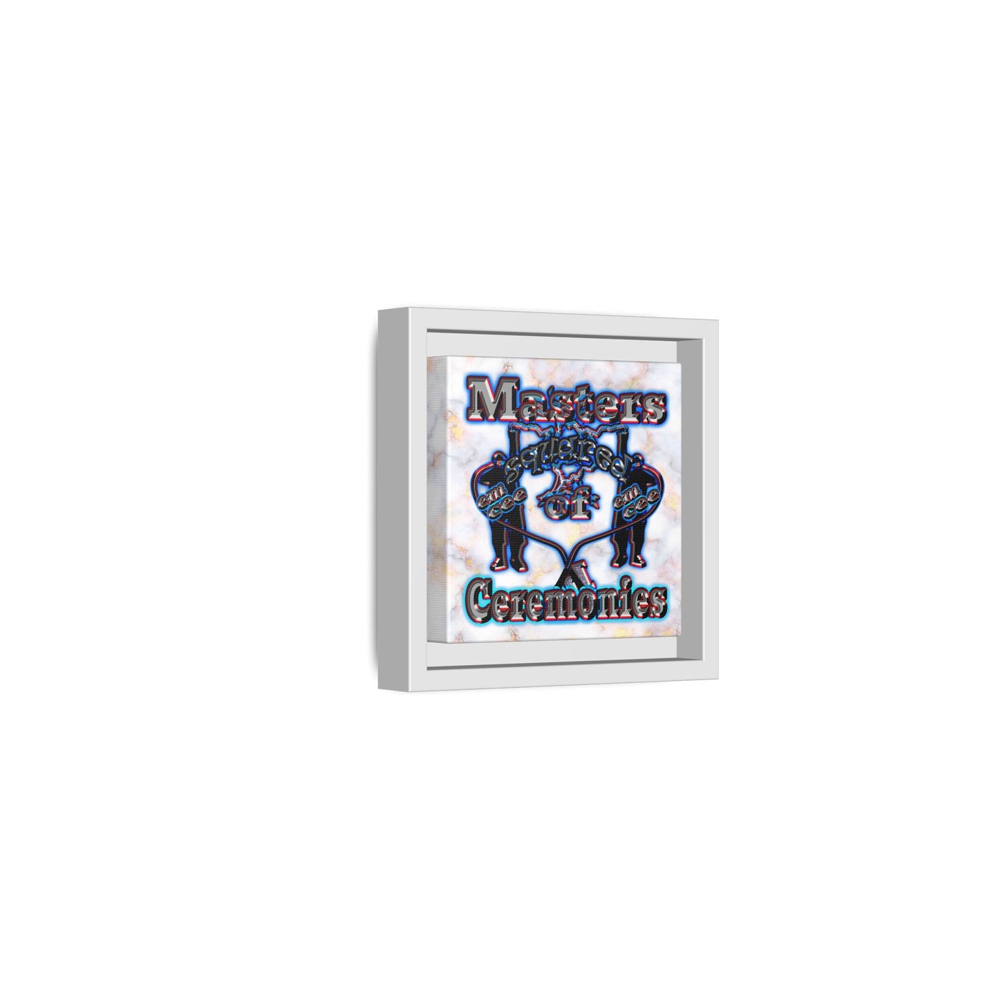 em cee squared - framed canvas art (white marble)