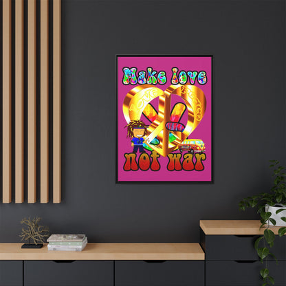 love peace - framed canvas art (pink)