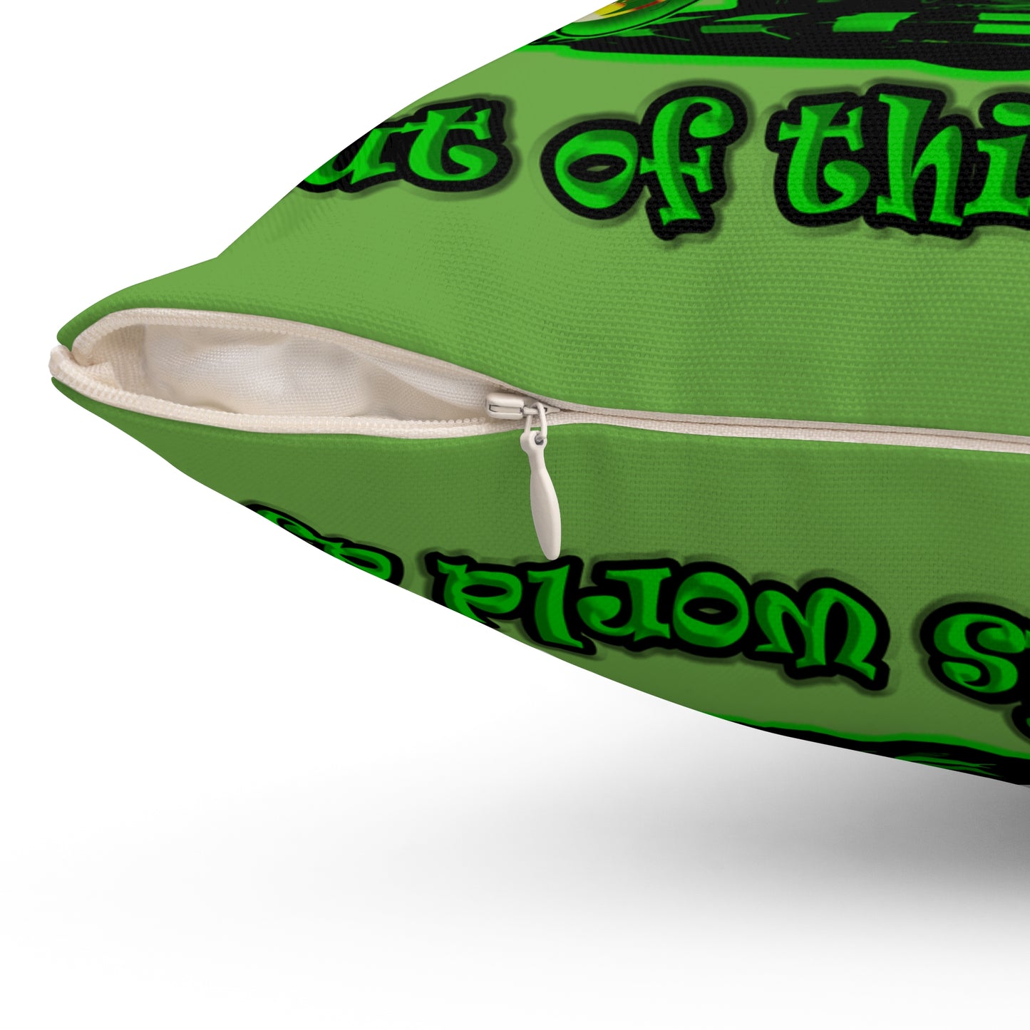 disc jockey - Spun Polyester Square Pillow - (green)