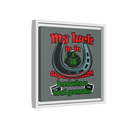 my luck - framed canvas art (dark grey)