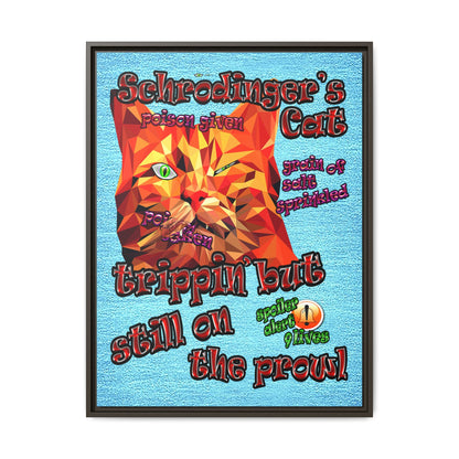 schrodinger's cat - framed canvas art (faded blue)