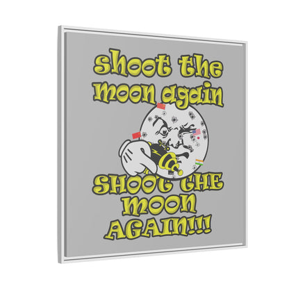 shoot the moon again - framed canvas art (light grey)