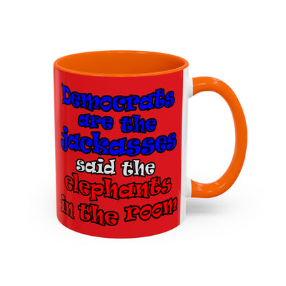 donkeys and elephants - Accent Mug (red)