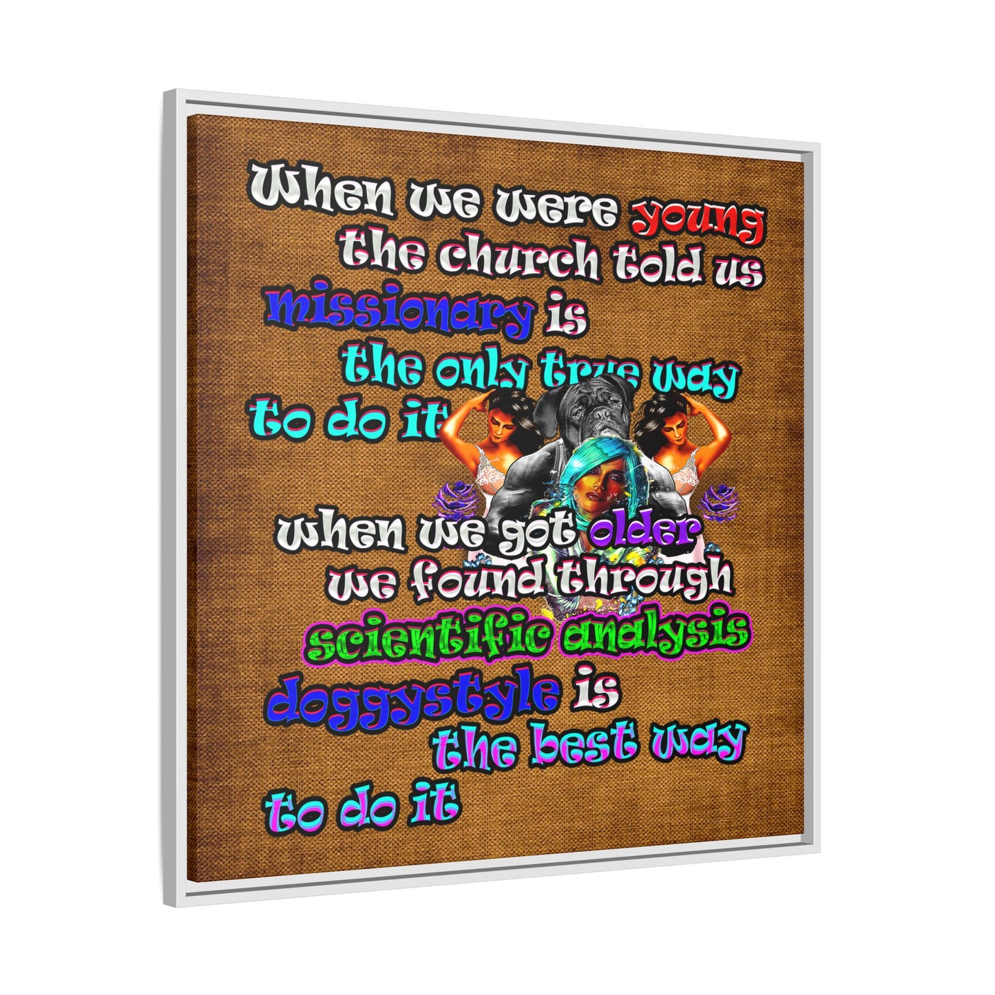 doggystyle - framed canvas art (brown papyrus)