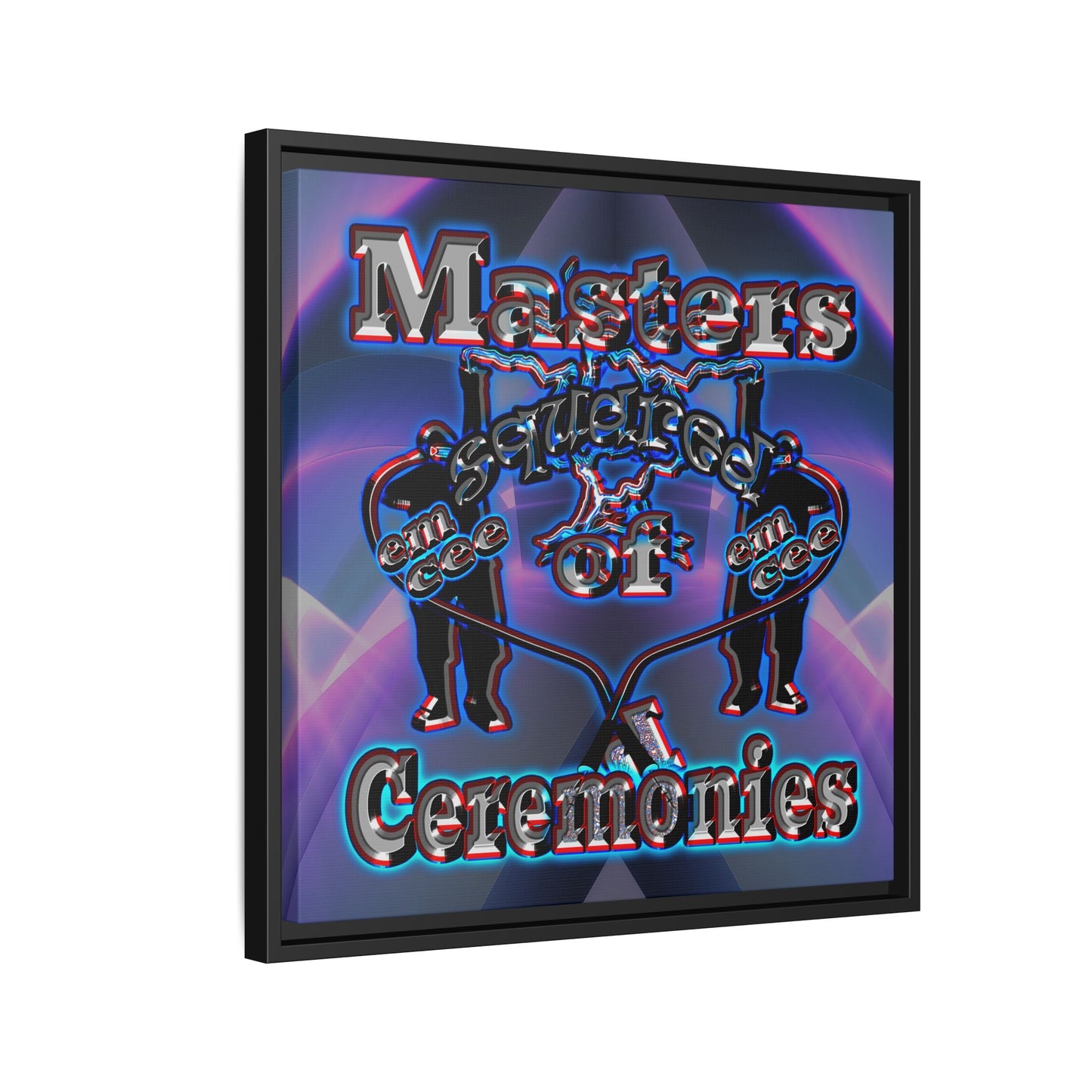 em cee squared - framed canvas art (grey-pink wave)