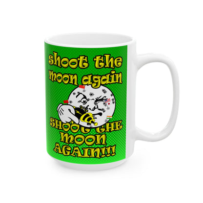 shoot the moon again - White Mug (logo green)