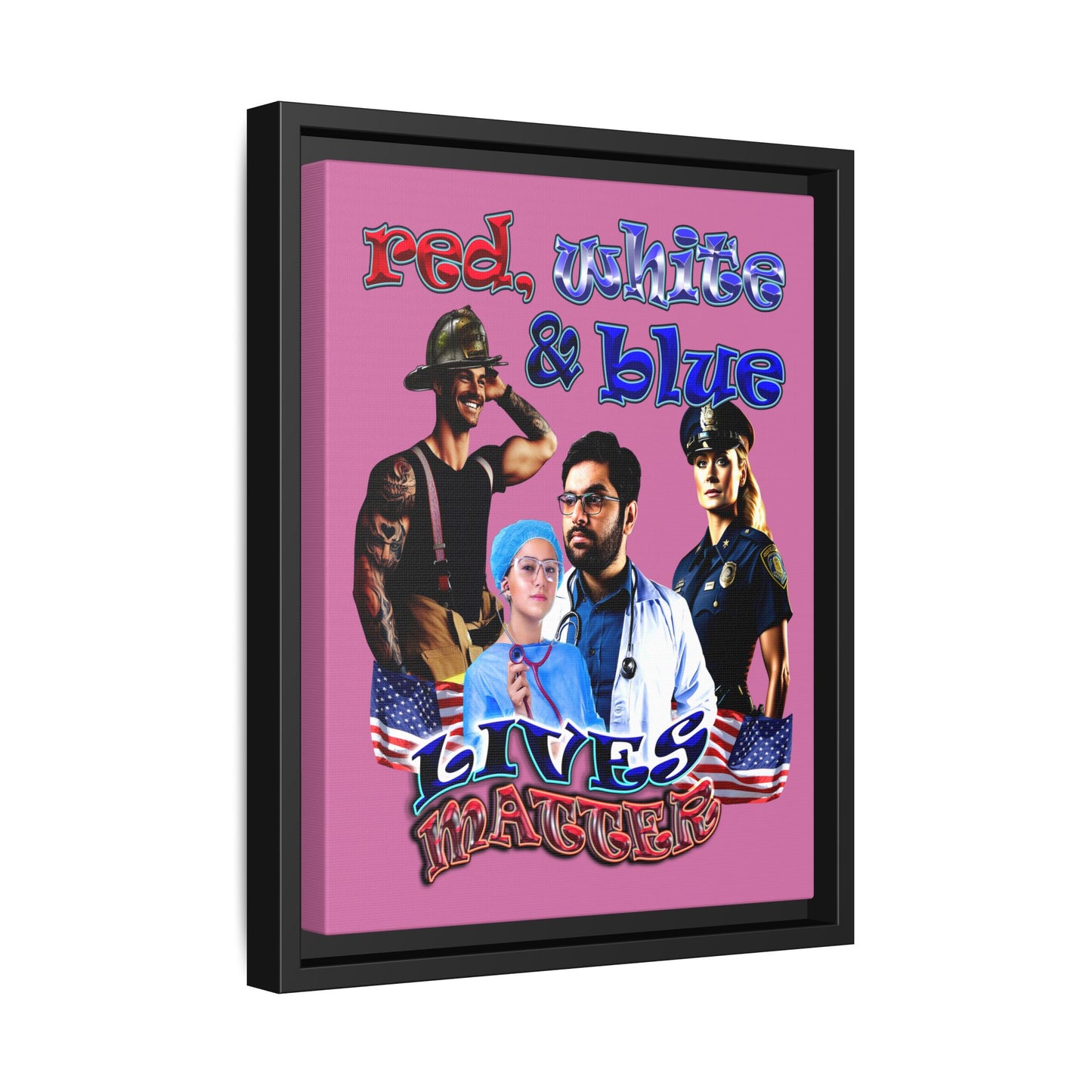 rw&b lives matter - framed canvas art (light pink)
