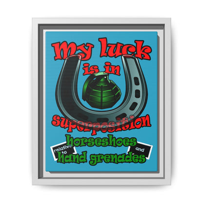 my luck - framed canvas art (turquoise)