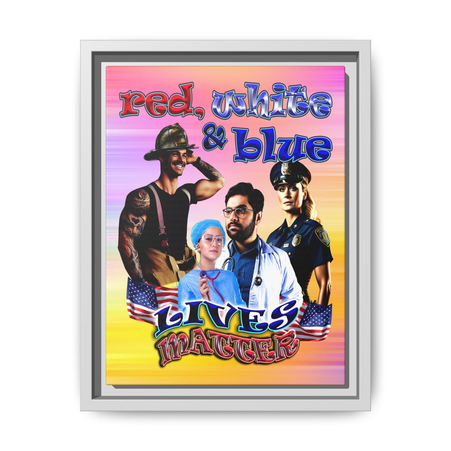 rw&b lives matter - framed canvas art (color blur)