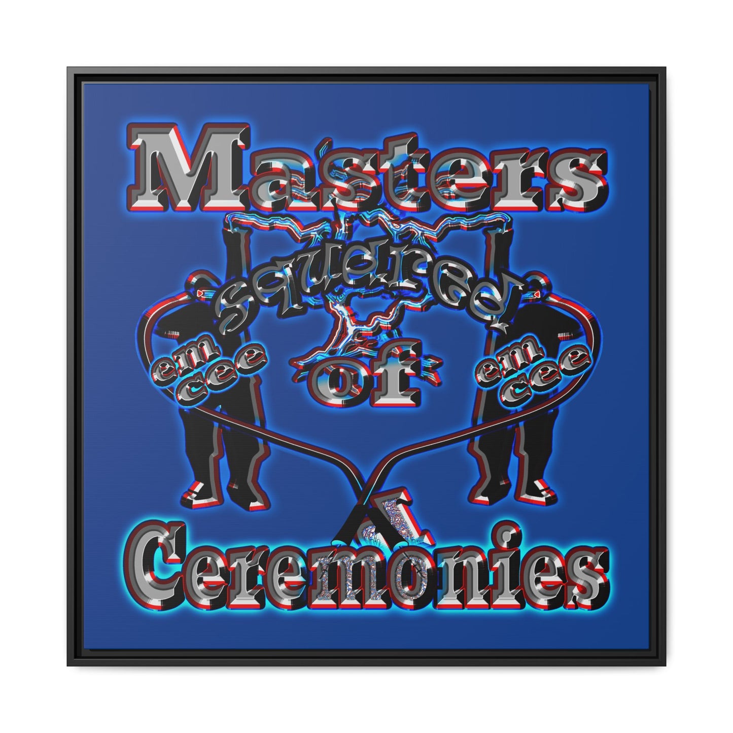 em cee squared - framed canvas art (dark blue)