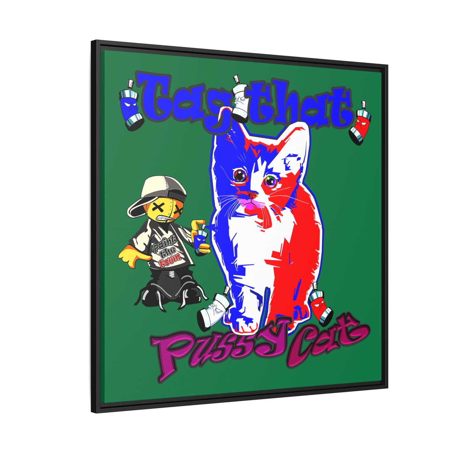 tag that - framed canvas art (dark green)