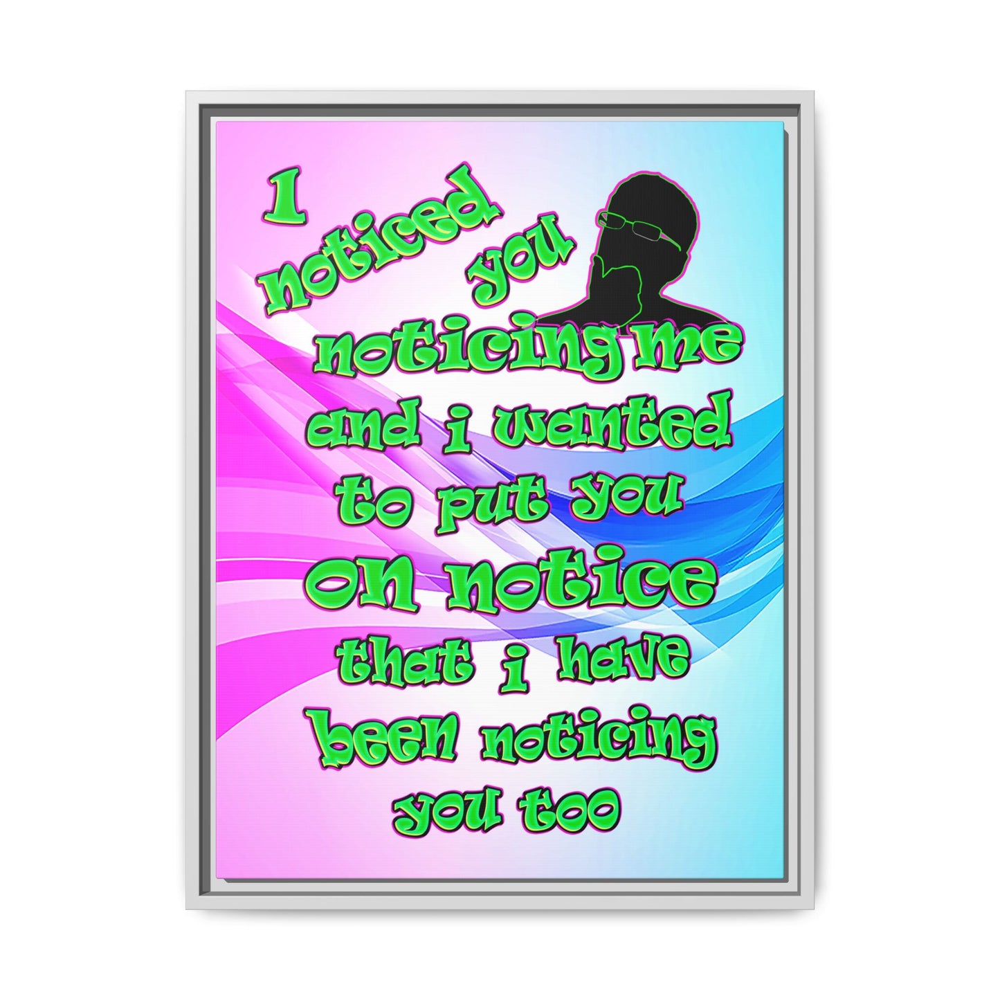 noticed you noticing - framed canvas art (light blue-pink wave)