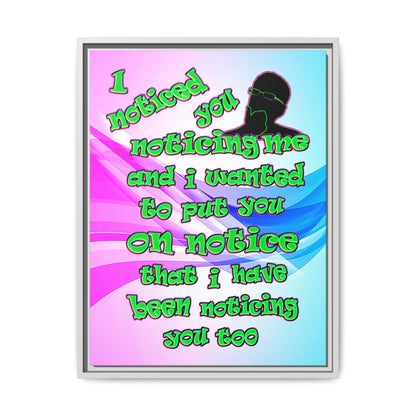 noticed you noticing - framed canvas art (light blue-pink wave)
