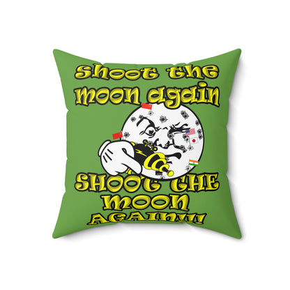shoot the moon again - Spun Polyester Square Pillow - (green)
