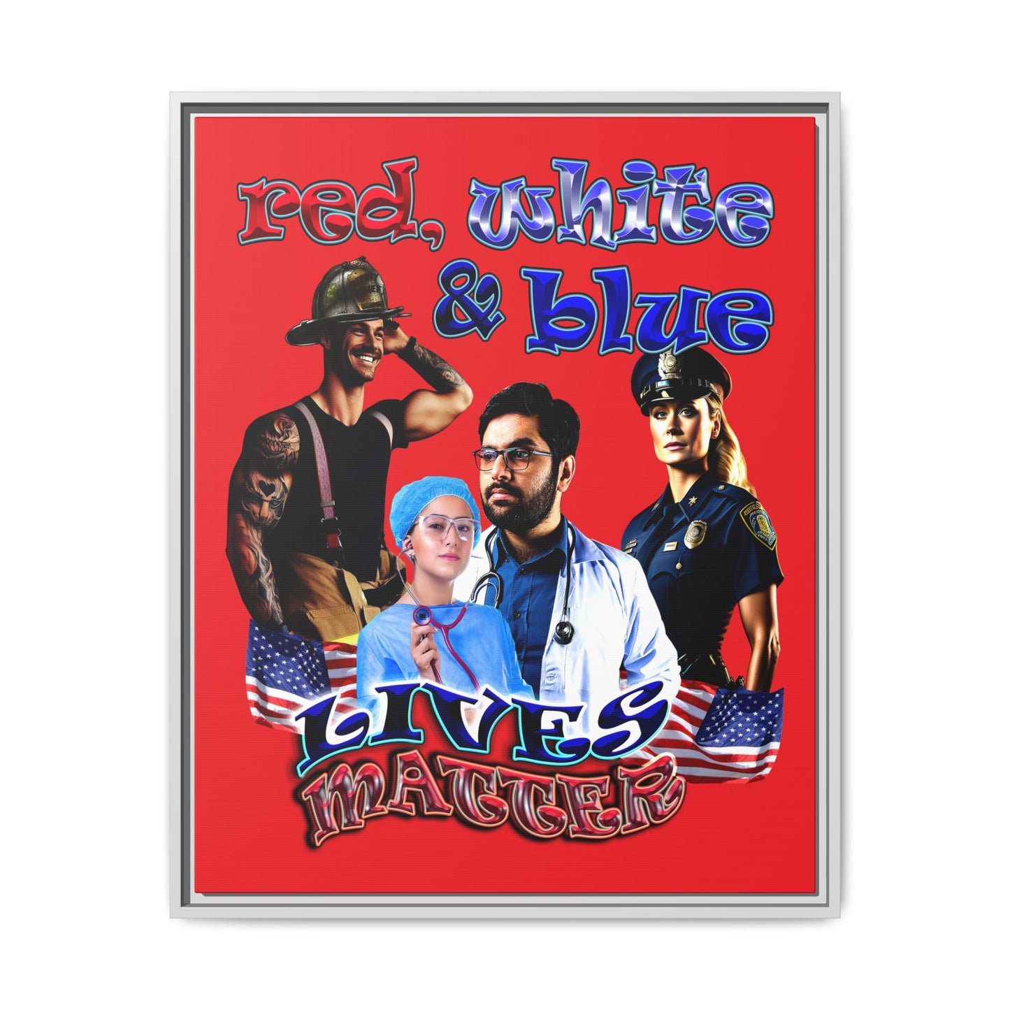 rw&b lives matter - framed canvas art (red)