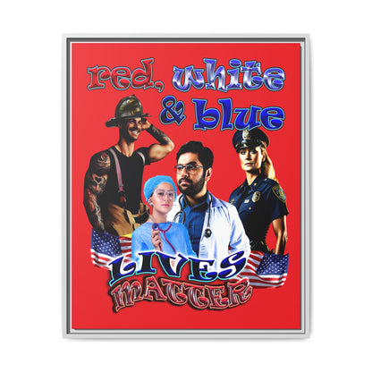 rw&b lives matter - framed canvas art (red)