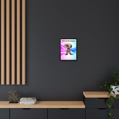I don't care that your green - framed canvas art (light blue-pink wave)