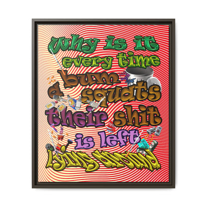 the bum's shit - framed canvas art (yellow-orange wave)