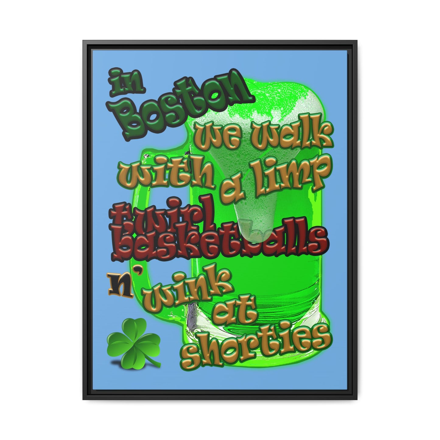 celtics logo - framed canvas art (light blue)