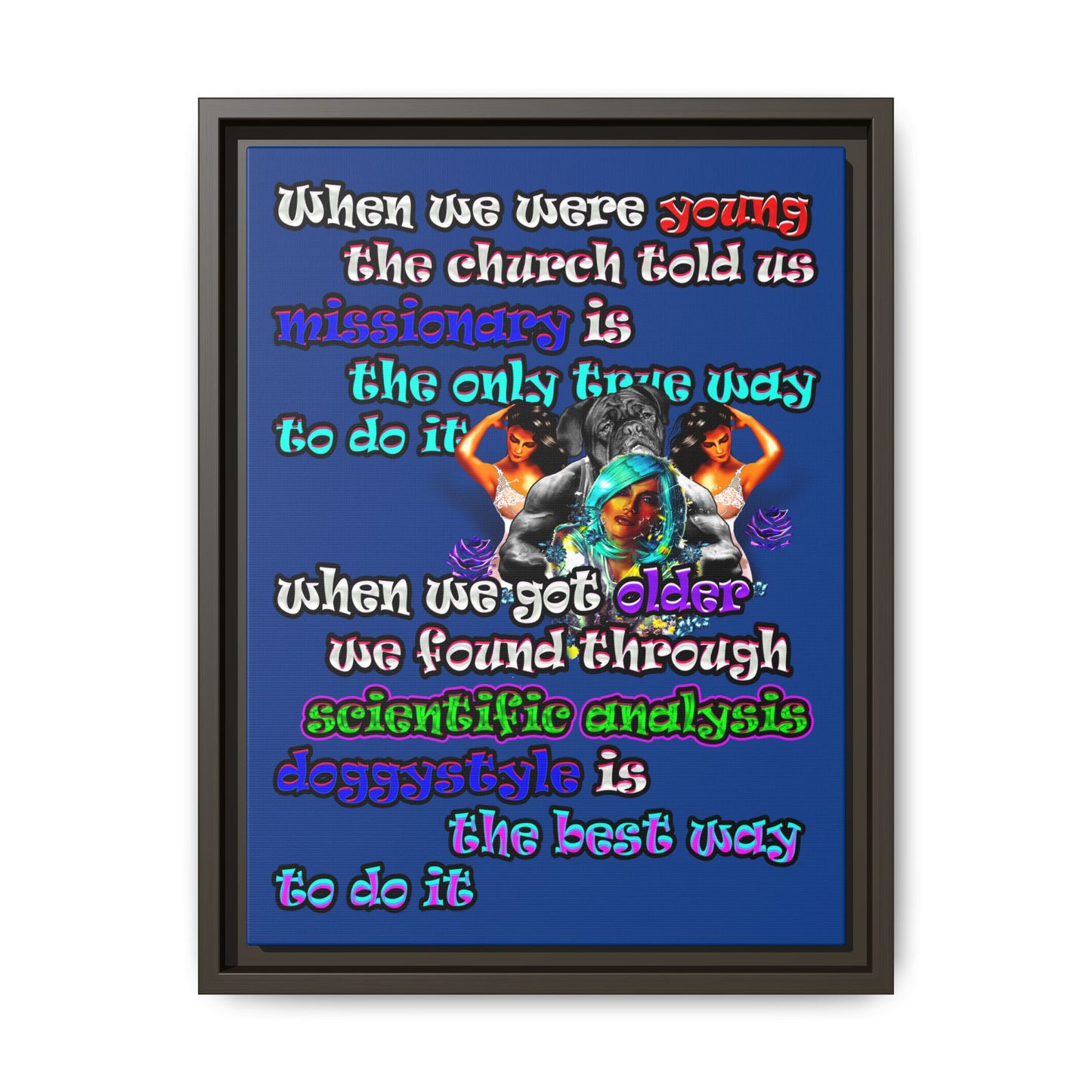 doggystyle - framed canvas art (dark blue)