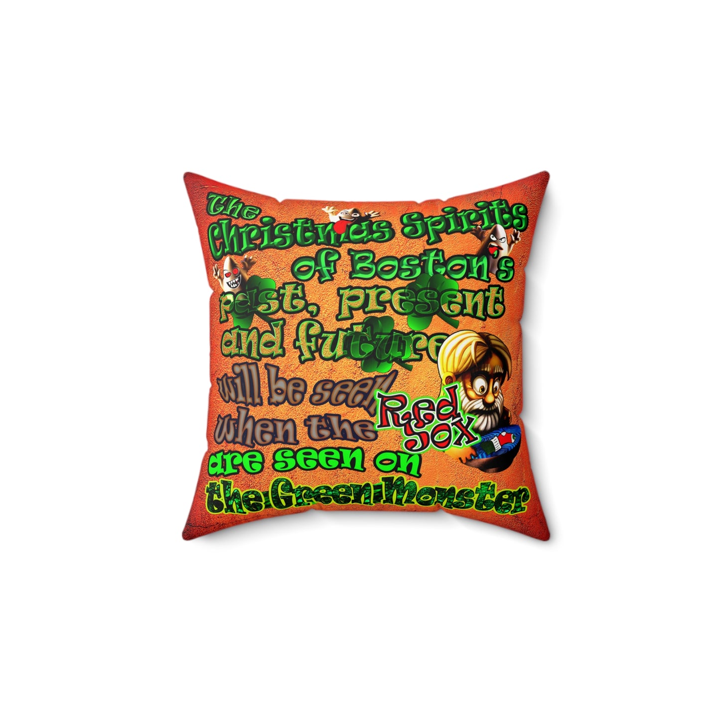 christmas spirits of boston - Faux Suede Square Pillow - (burnt orange)