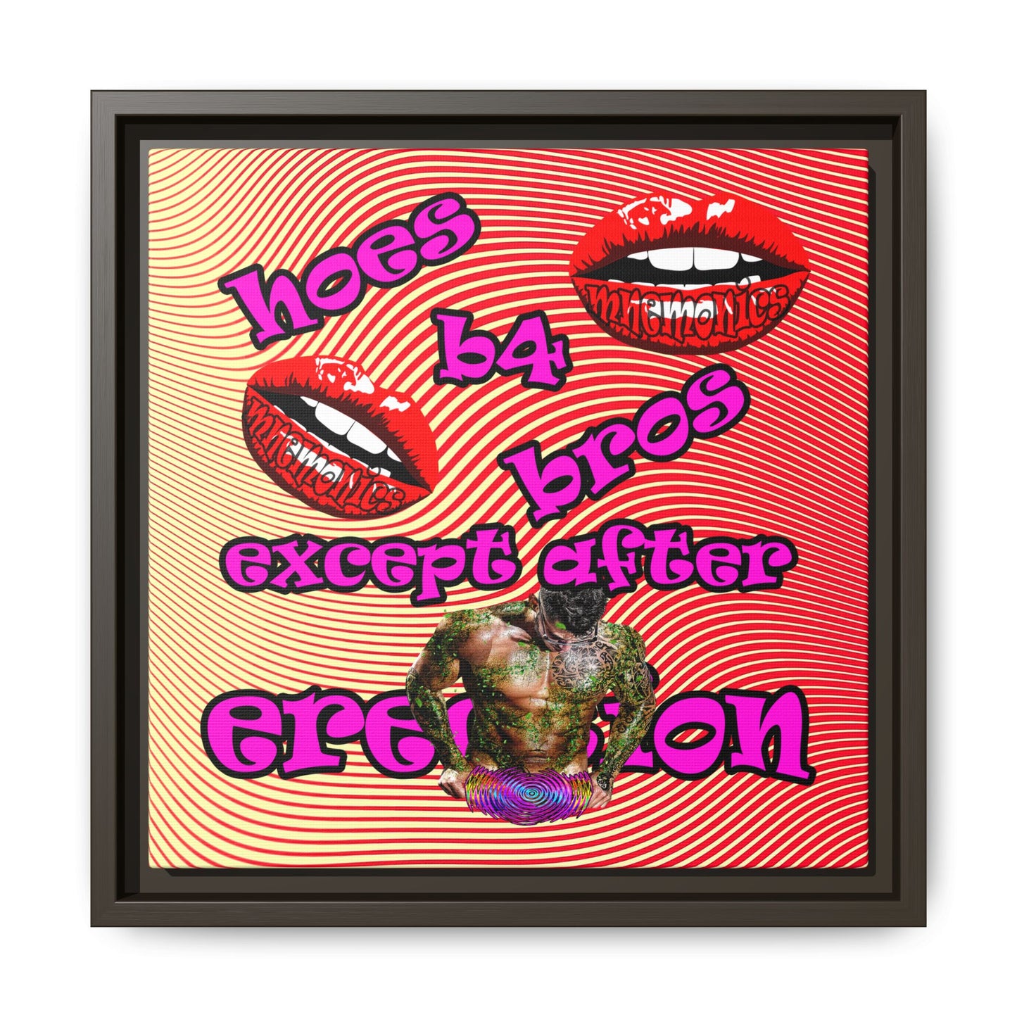 hoes b4 bros - framed canvas art (yellow-orange wave)