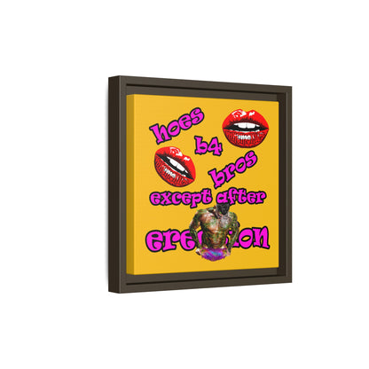 hoes b4 bros - framed canvas art (yellow)