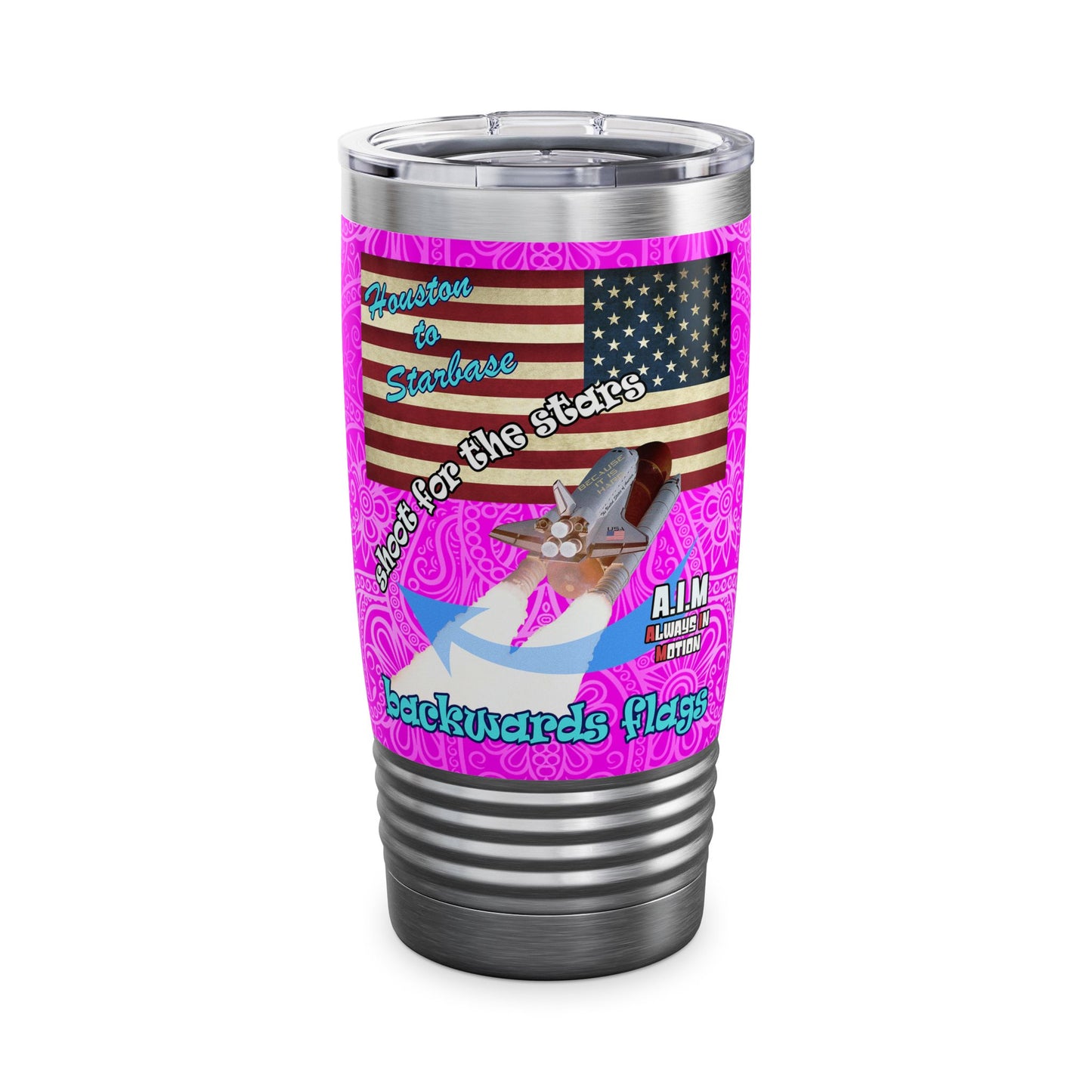 shoot for the stars - Ringneck Tumbler, 20oz (pink swirl)