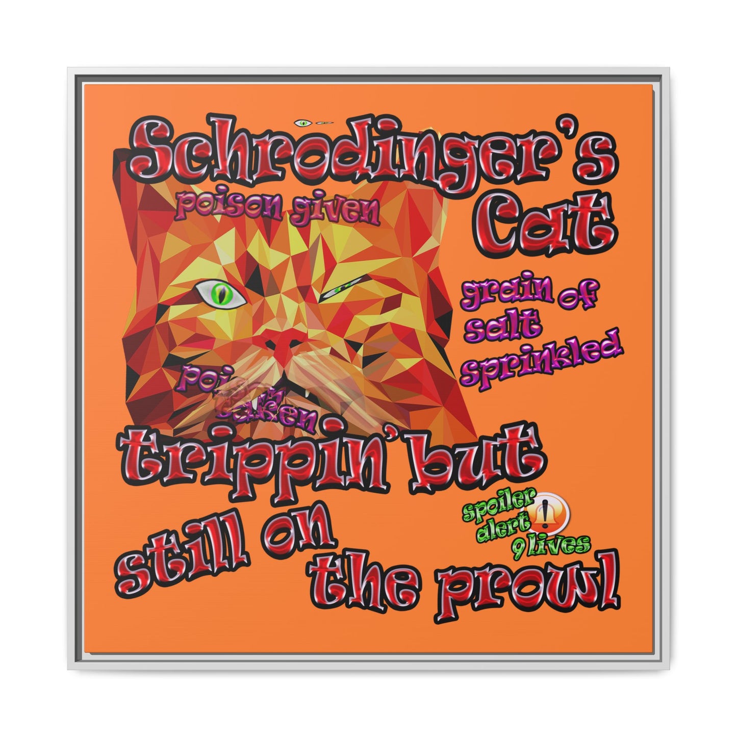 schrodinger's cat - framed canvas art (crusta)