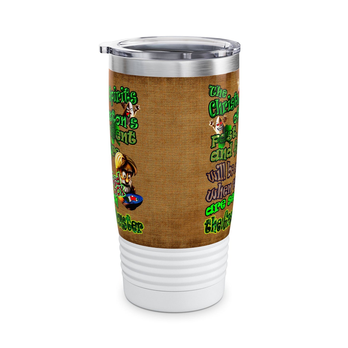 christmas spirits of boston - Ringneck Tumbler, 20oz (brown papyrus)