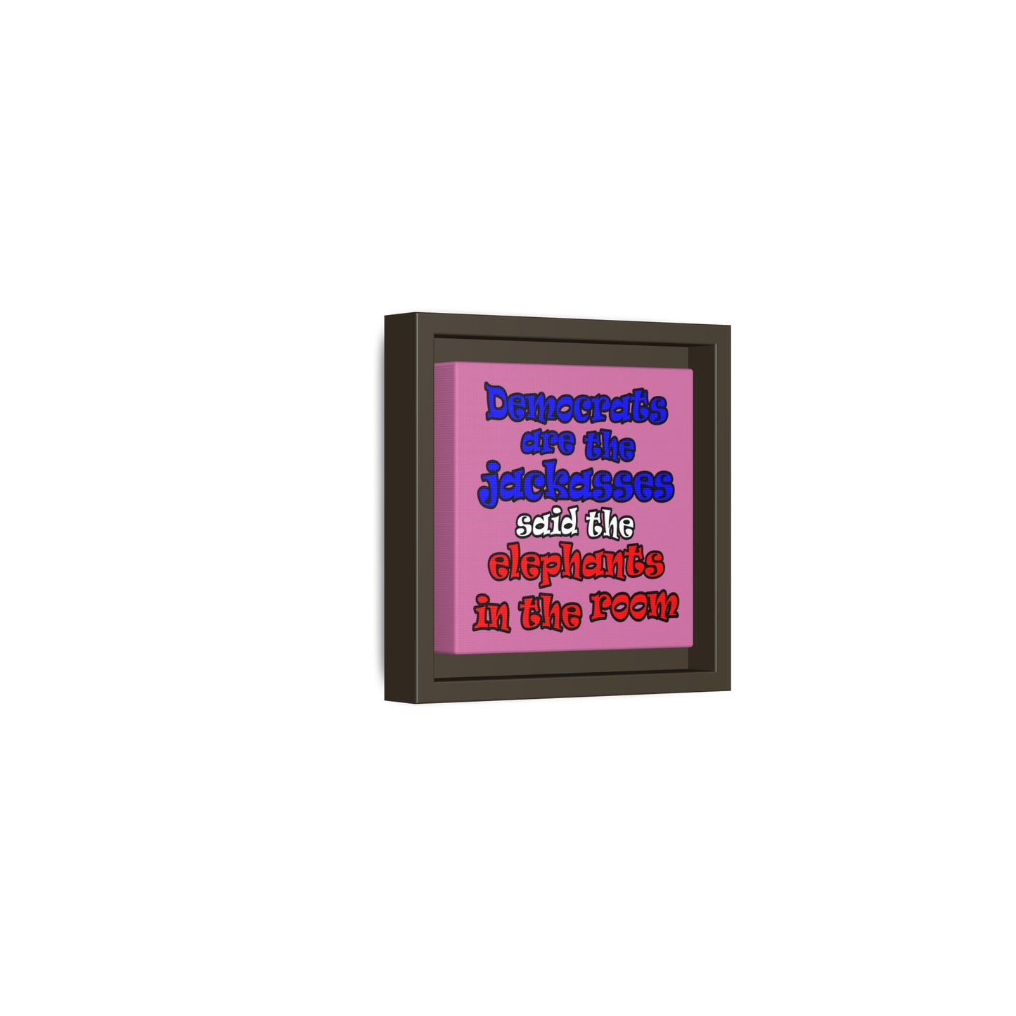donkeys and elephants - framed canvas art (light pink)
